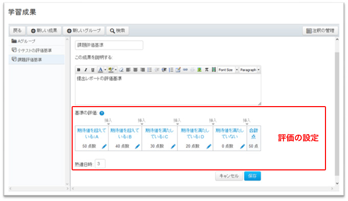 成果（評価基準）